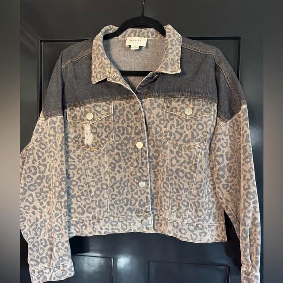 HYFVE Jackets & Blazers - HYFVE Two-Tone Leopard Jean Jacket